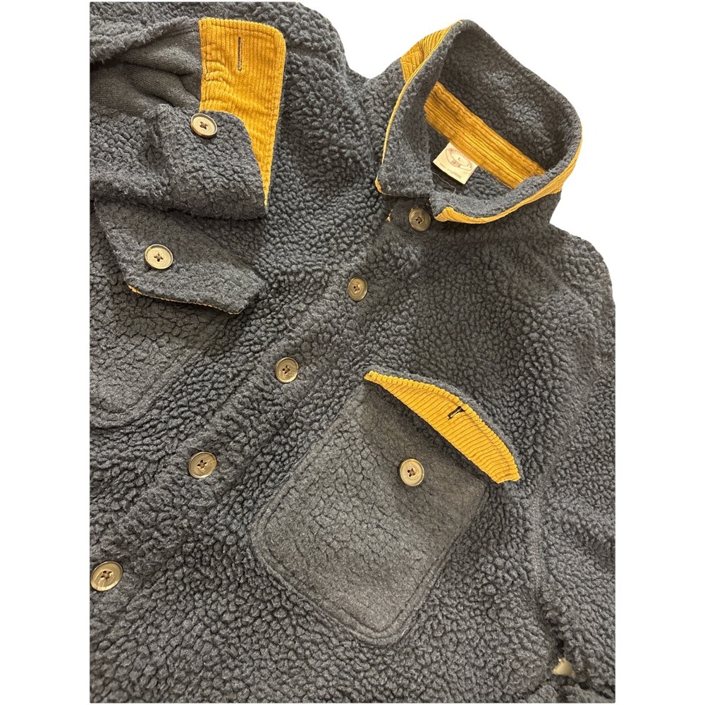 Brooks Brothers Heavy Fleece Navy‎ Shirt Jacket With Corduroy Trim Men's LARGE